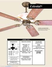 Craftmade Celestial CE52 Specifications