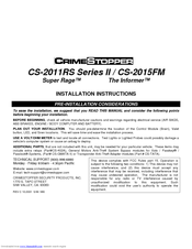 CrimeStopper CS-2011RS.II Installation Instructions Manual