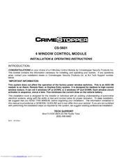 Crimestopper CS-5601 Installation And Operating Instructions Manual