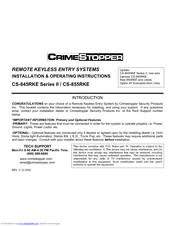 CrimeStopper CS-845RKE Series II Installation And Operating Instructions Manual