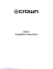 Crown CMA-1 Installation Instructions Manual