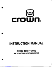 Crown Micro-Tech MT-1000 Instruction Manual