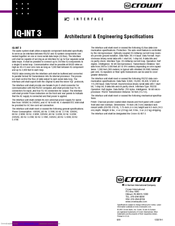 Crown IQ-INT 3 Specifications