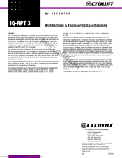 Crown IQ-RPT 3 Architectural & Engineering Specifications