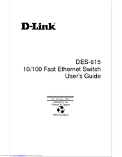 D-link DES-815 User Manual
