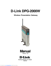 D-link DPG-2000W - AirPlus G Wireless Presentation Gateway User Manual