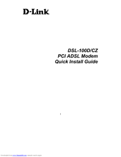 D-link DSL-100D/CZ Quick Install Manual