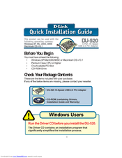 D-link DU 520 - PCI USB 2.0 Controller Installation Manual