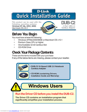 D-link DUB-C2 Quick Installation Manual