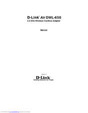 D-link PCMCIA WIRELESS ASAPTER DWL-650 Manual
