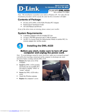 D-link AirPro DWL-A520 Quick Install Manual