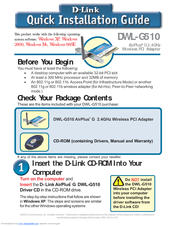D-link AirPlus G DWL-G510 Quick Installaion Manual