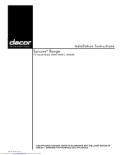 Dacor Epicure ER30DSCH Installation Instructions Manual