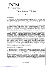 Dcm Time Frame TF500 Owner's Instructions