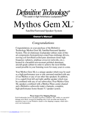 Definitive Technology Mythos Gem XL Owner's Manual