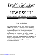 Definitive Technology UIW RSS III Owner's Manual