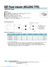 Delta Electronics MPO135 Specifications