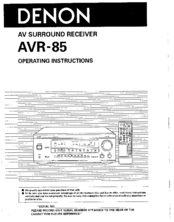 Denon AVR-85 Operating Instructions Manual