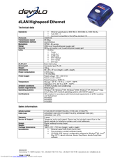 Devolo Highspeed Ethernet Specifications