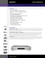 Sony DVP-NC80V/S Operating Instructions (DVPNC80V) Specifications