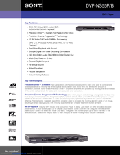 Sony DVP-NS55P - Single Disc DVD Player Manuals | ManualsLib
