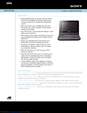 Sony DVP-FX730E Specification Sheet