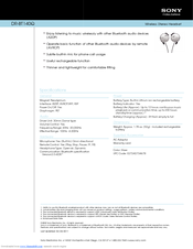 Sony DRBT140Q - Bluetooth Wireless Stereo Headset Specifications