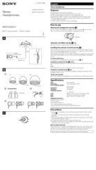 Sony MDR-EX80 Operating Instructions