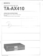 Sony TA-AX410 - Power Amplifier Operating Instructions Manual