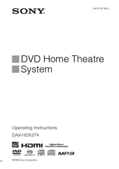 Sony DAV-HDX274 - Bravia Theater System Operating Instructions Manual