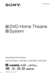Sony DAV HDX678WF - BRAVIA 5.1 Channel 1000W DVD Home Theater System Operating Instructions Manual