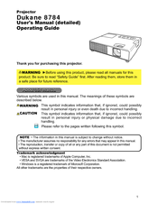 Dukane ImagePro 8784 Operating Manual