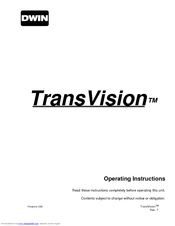 Dwin TransVision TransVision Operating Instructions Manual