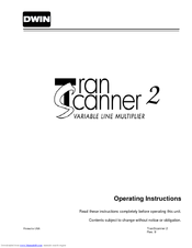 Dwin Tran Scanner 2 Operating Instructions Manual