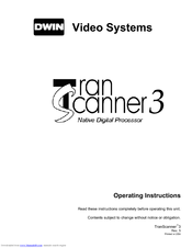 Dwin TranScanner 3 Operating Instructions Manual