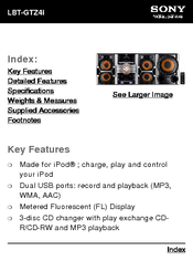 Sony LBT-GTZ4i - CD Changer Mini Shelf System Specifications