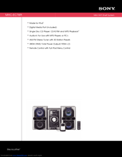 Sony MHC-EC78Pi - Mini Hi-fi Component System Specifications