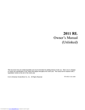 Acura 2011 RL Navigation System Owner's Manual