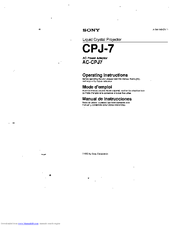 Sony CPJ-7 Operating Instructions / Manual de instrucciones / Mode d’emploi Operating Instructions Manual