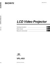 Sony VPL-HS1 - Cineza™ Lcd Front Projector Operating Instructions Manual