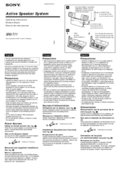 Sony SRS-T77 - Travel Speakers With Worldwide Voltage AC Adaptor Operating Instructions