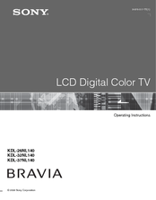 Sony KDL-32NL140 - Bravia Nl Series Lcd Television Operating Instructions Manual