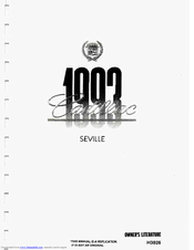 Cadillac 1993 Seville Owners Literature