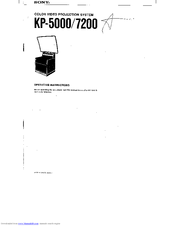Sony KP-5000 Operating Instructions Manual