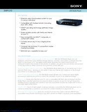 Sony SMPU10 - USB Media Player Specifications