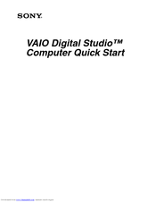 Sony VAIO Digital Studio PCV-RX752 Quick Start Manual