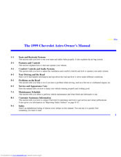 Chevrolet 1999 Astro Owner's Manual