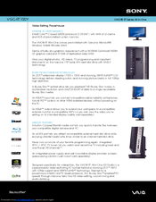 Sony VAIO VGC-RT100Y Specifications