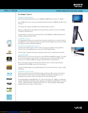 Sony VAIO VPCL111FX Specifications