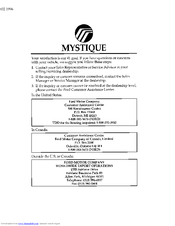 Mercury 1996 Mystique Manual